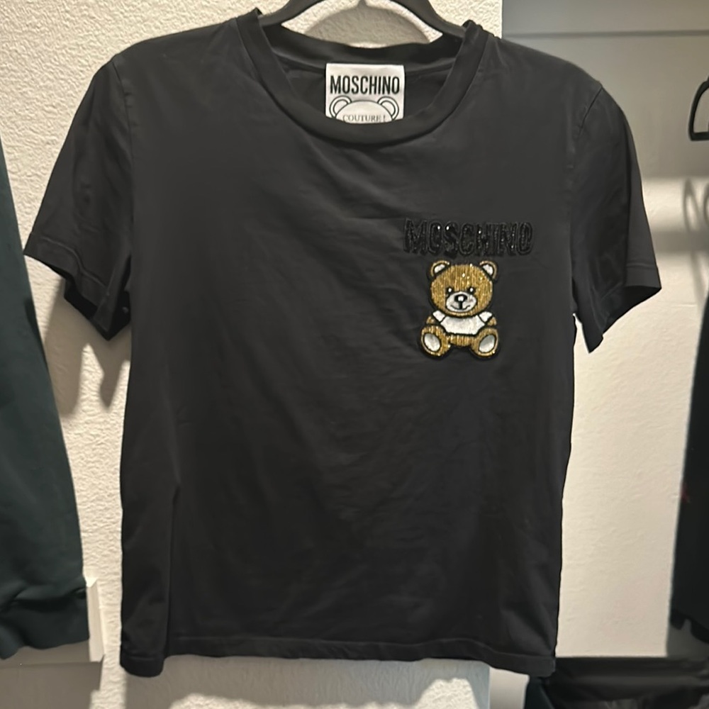 Moschino Kids Black T-Shirt with Bear Patch